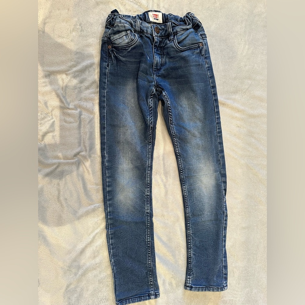 TUMBLE ‘N Dry Boys Size 9/10 Blue Elastic Waist Distressed Jeans